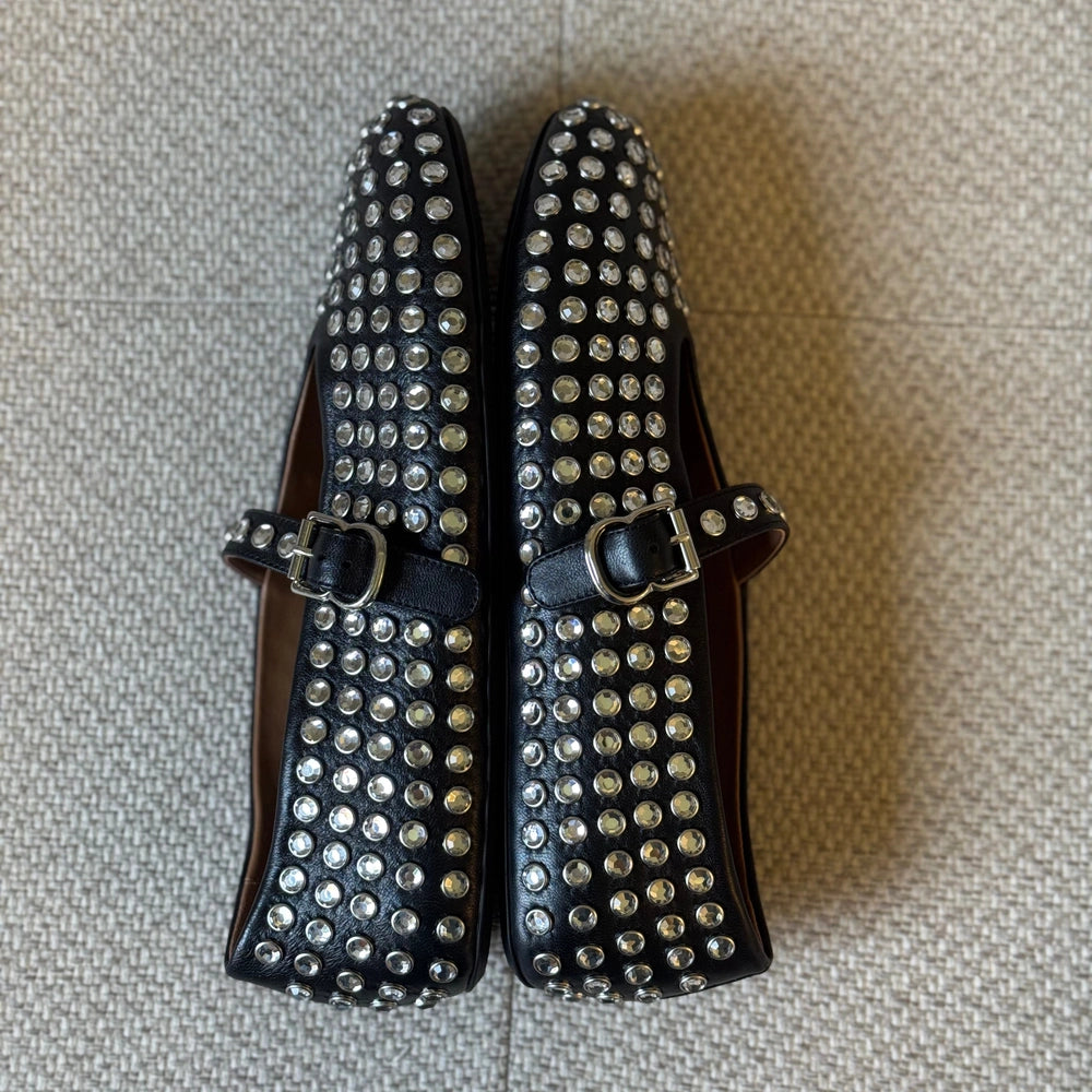 Alaïa Black Studded Leather Ballerina Flats – Size 38