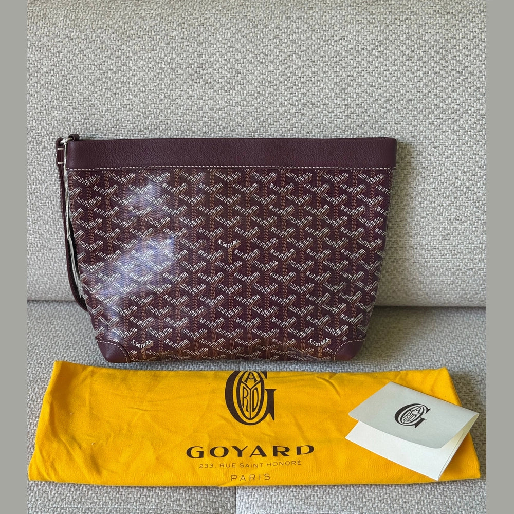 Goyard Burgundy Coated Canvas Conti GM Pouch