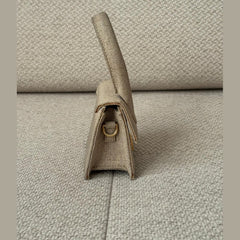 Jacquemus Le Chiquito Beige Linen Top Handle Bag with Strap