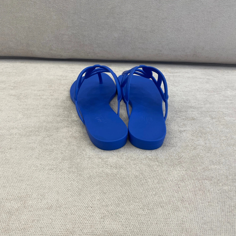 Hermès Blue Egerie Jelly Sandals - Size 38