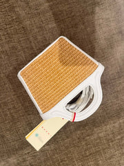 Marni White Raffia Tropicalia Micro Bag with Strap