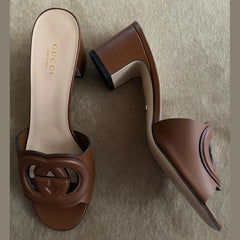 Gucci Brown Interlocking G Sandals - Size 37.5