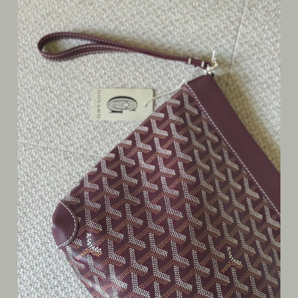 Goyard Burgundy Coated Canvas Conti GM Pouch