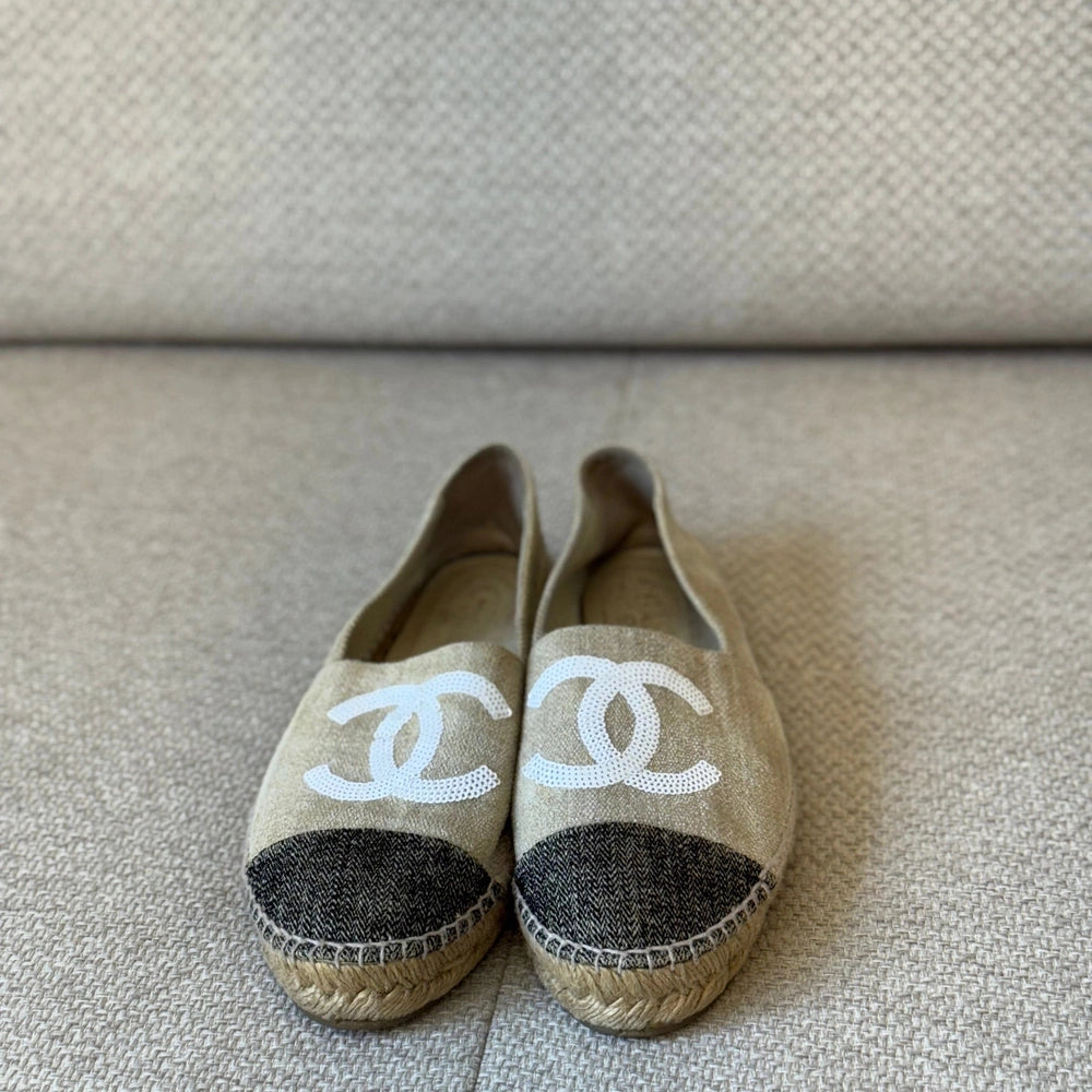 Chanel Two Tone Canvas Espadrilles - Size 40