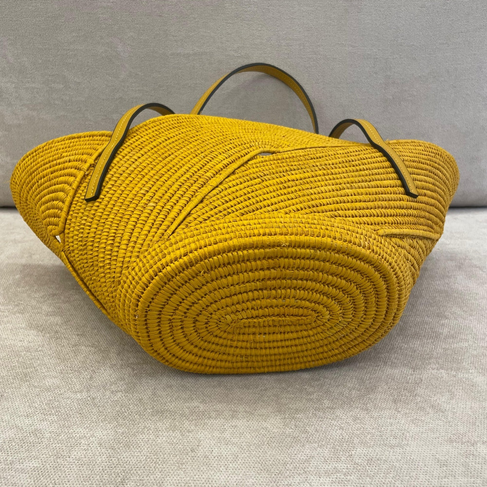 Loewe Yellow Raffia Petal Basket Bag