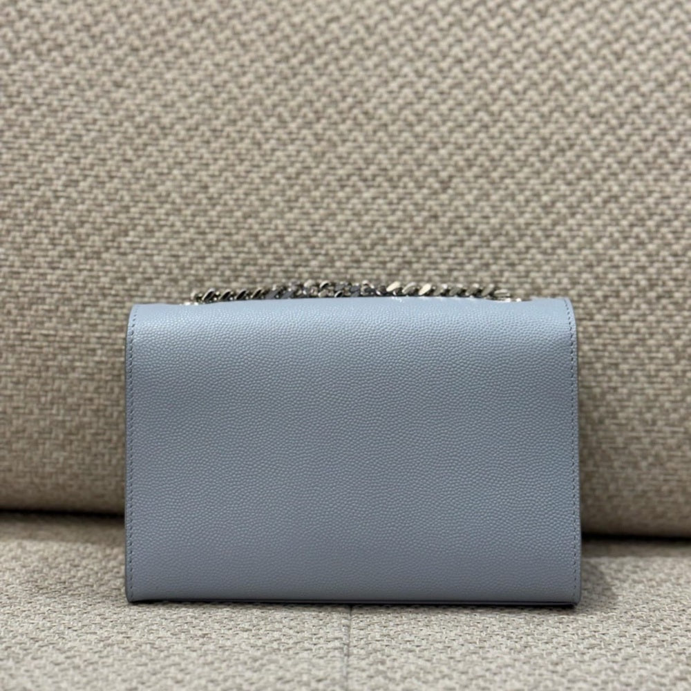 Saint Laurent Blue Grained Leather Kate Crossbody