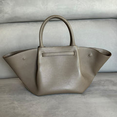 DeMellier Midi New York in Dark Taupe Small Grain with silver hardware