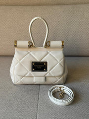 Dolce & Gabbana White 90's Aria Top Handle Bag with Strap