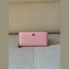 Gucci Light Pink GG Marmont Zip-Around Wallet