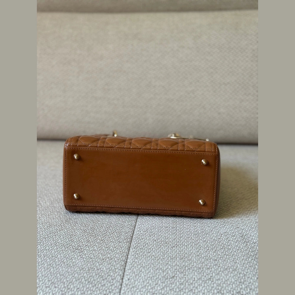 Christian Dior Caramel Patent Leather Medium Lady Dior Bag (Restored)