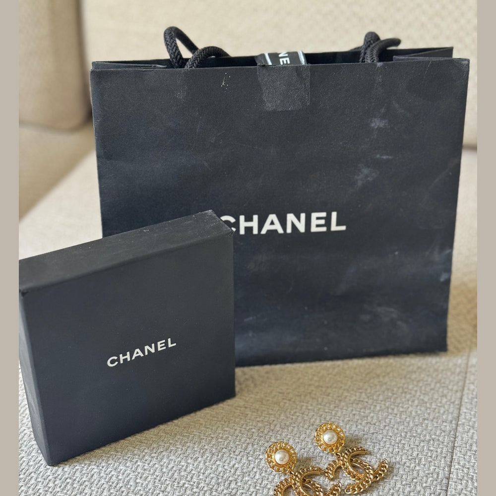 Chanel Pearl Gold CC Earrings