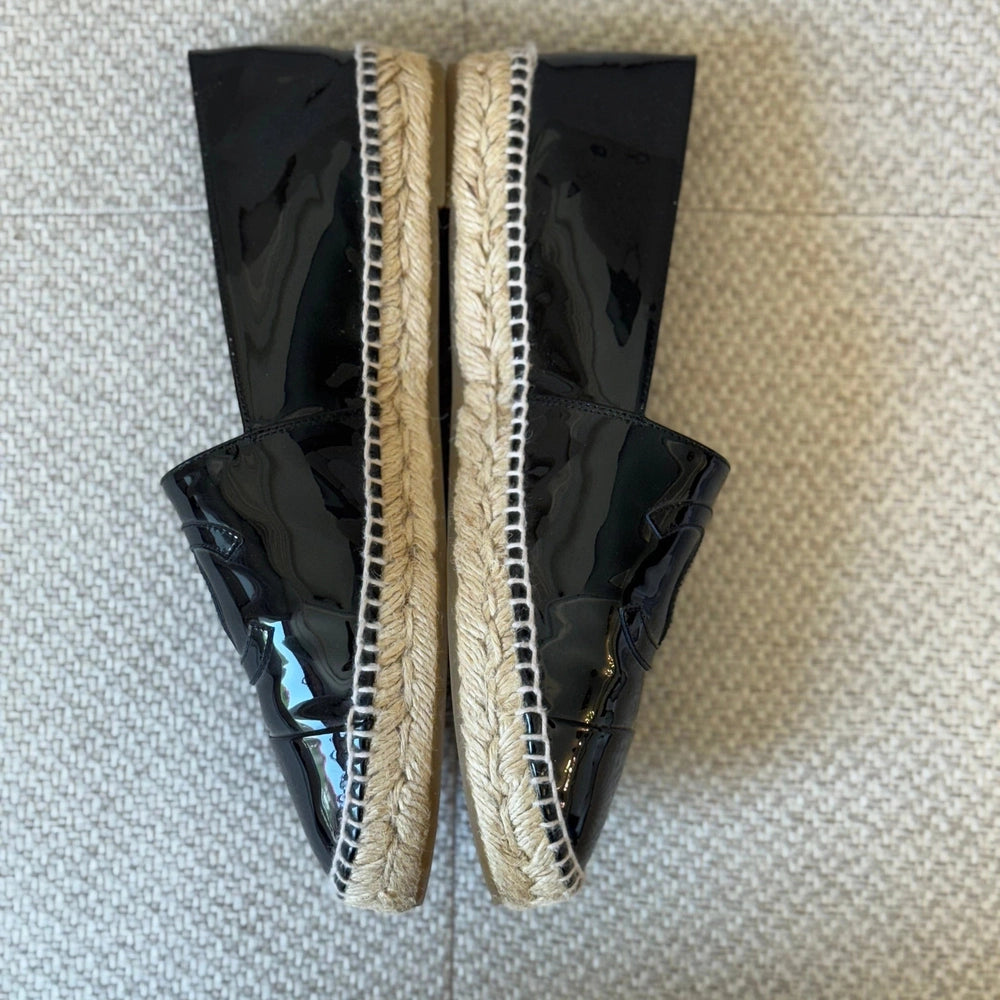 Chanel Black Patent CC Espadrilles - Size 41