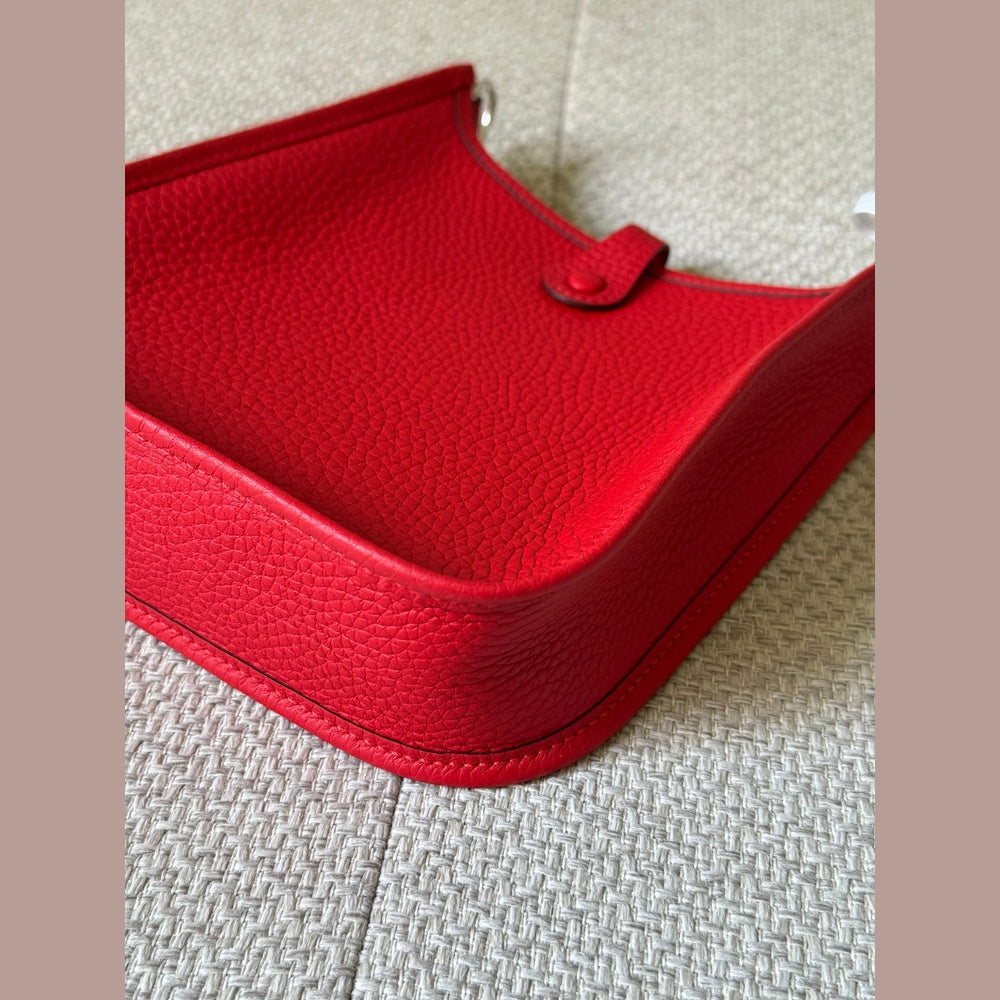 Hermès Rouge Radieux Mini Evelyne with Strap