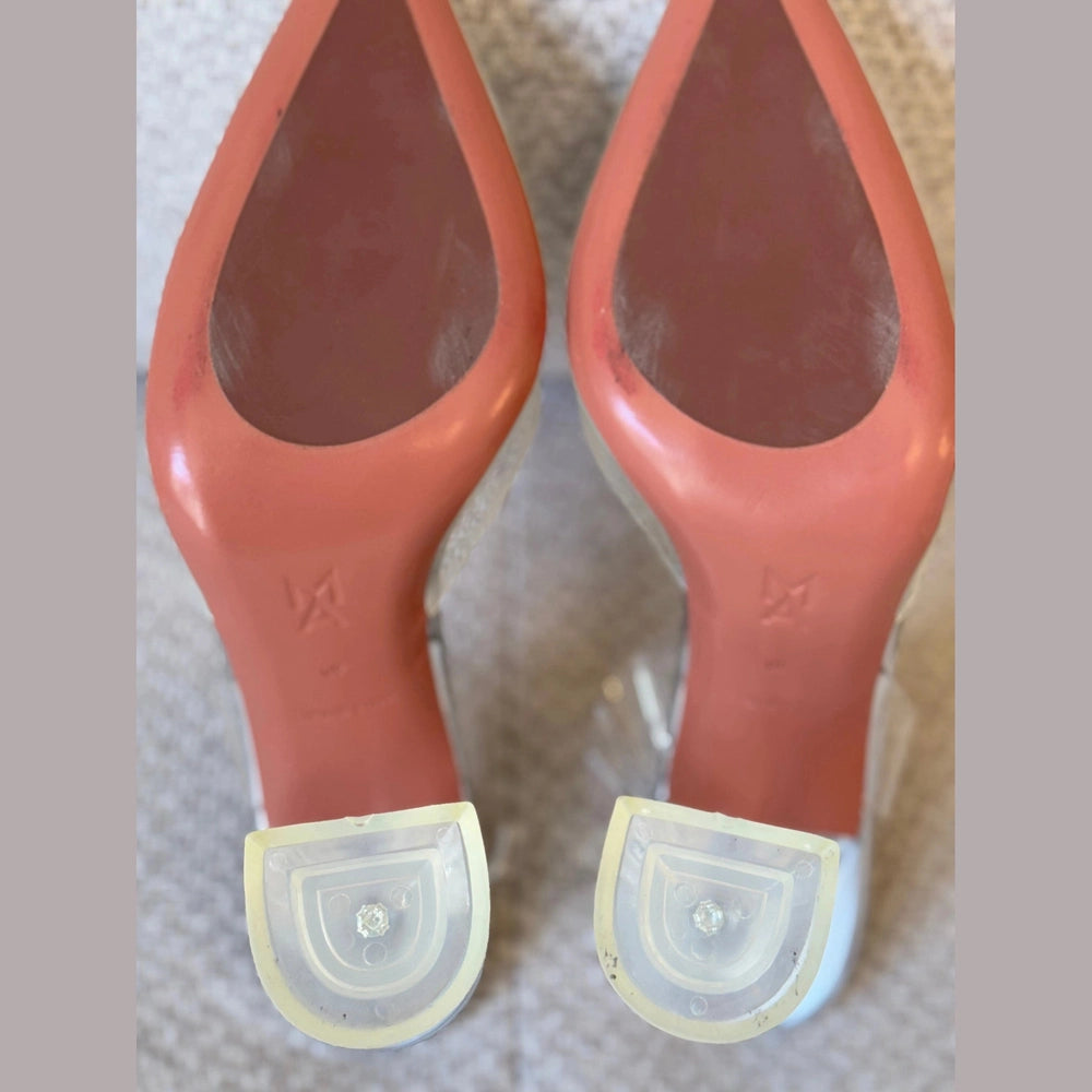 Amina Muaddi Gilda PVC Slingback Heels - Size 40