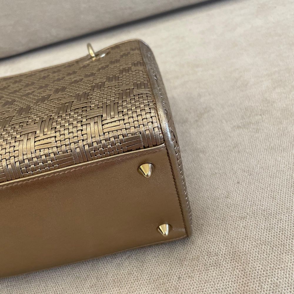 Christian Dior Metallic Gold Medium Lady Dior Bag with Strap