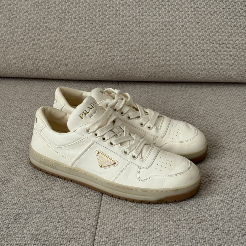 Prada Ivory White Downtown Sneakers – Size 38