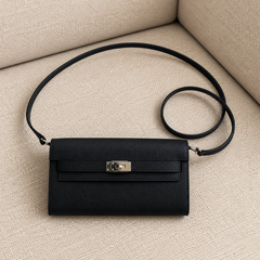 Hermès Kelly To Go Wallet Black Epsom Leather with Palladium Hardware