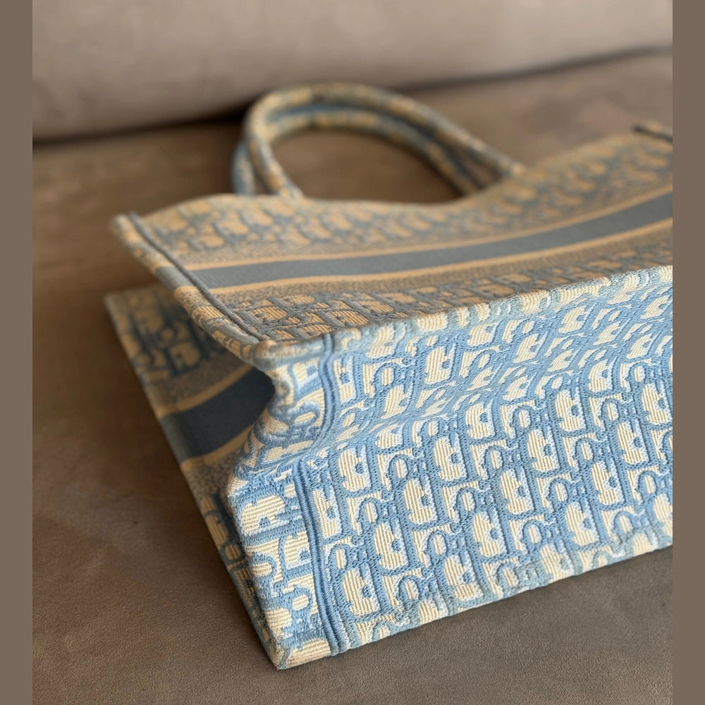 Christian Dior Baby Blue Medium Oblique Book Tote with Entrupy Certificate
