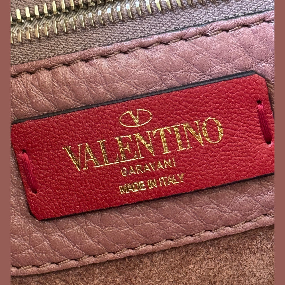 Valentino Rockstud Tote in Rosewood Leather