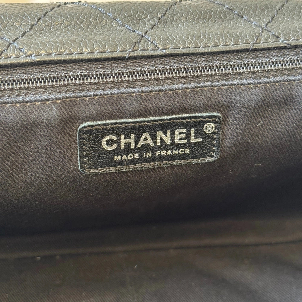 Chanel Reissue Messenger Flap Bag in Black Caviar Leather with Beige Leather Strap