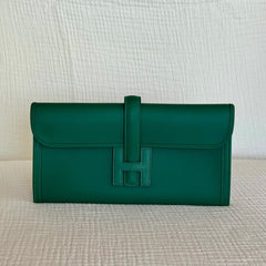 Hermès Jige Élan Green Moyen Clutch