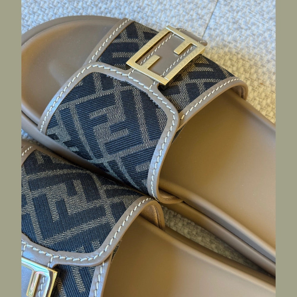 Fendi Feel Slides FF Logo Canvas Size 39