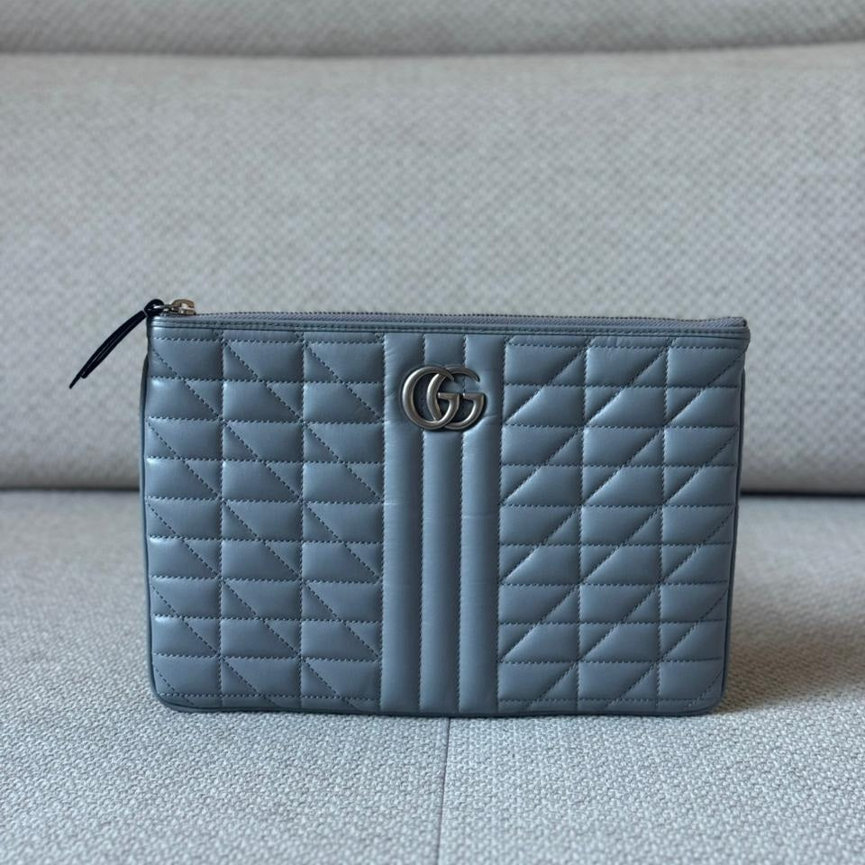Gucci Grey GG Marmont Clutch