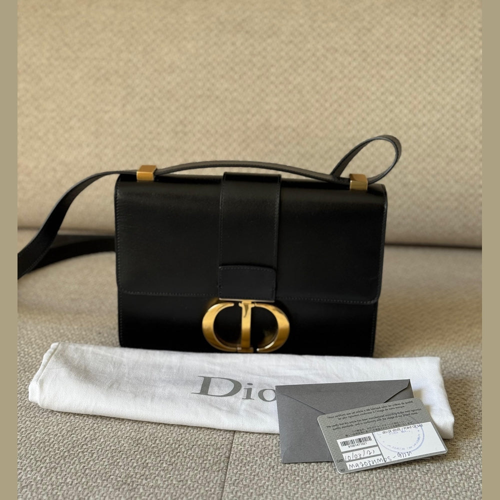 Christian Dior Black Dior Montaigne with Gold Hardware Shoulder Bag