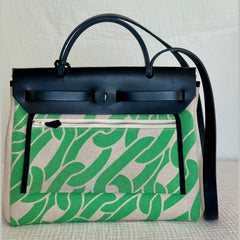 Hermès Green Herbag Zip 31 with PHW Top Handle with Strap