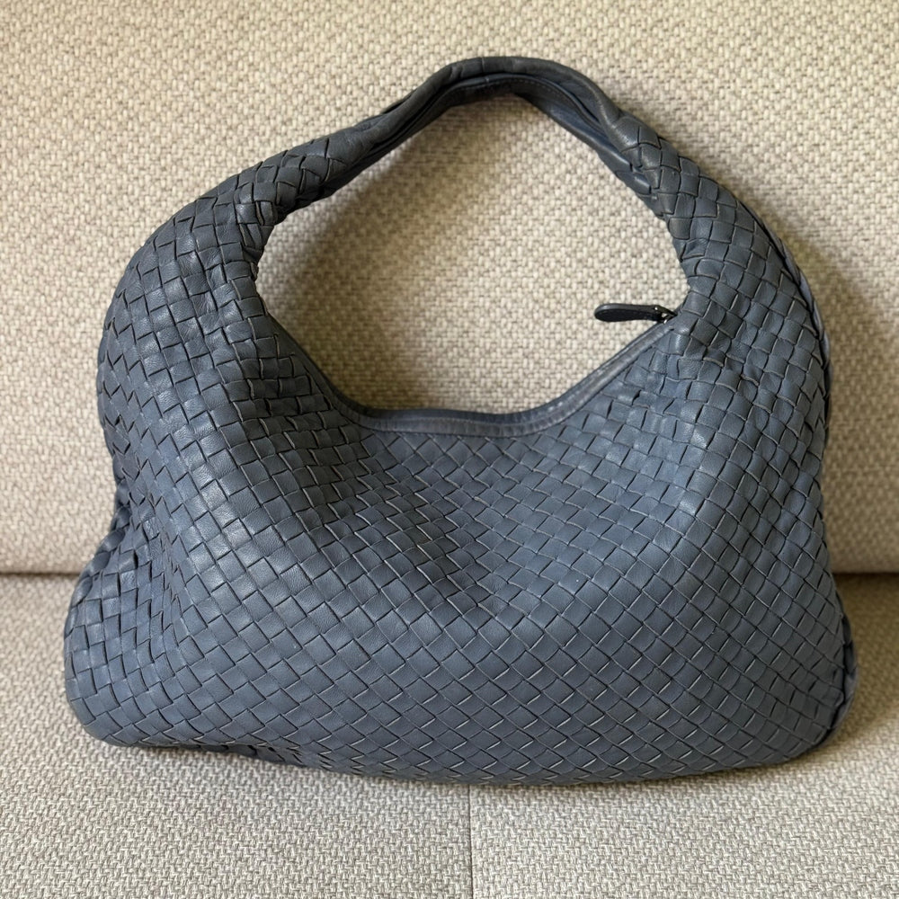 Bottega Veneta Blue/Grey Intrecciato Leather Hobo Bag