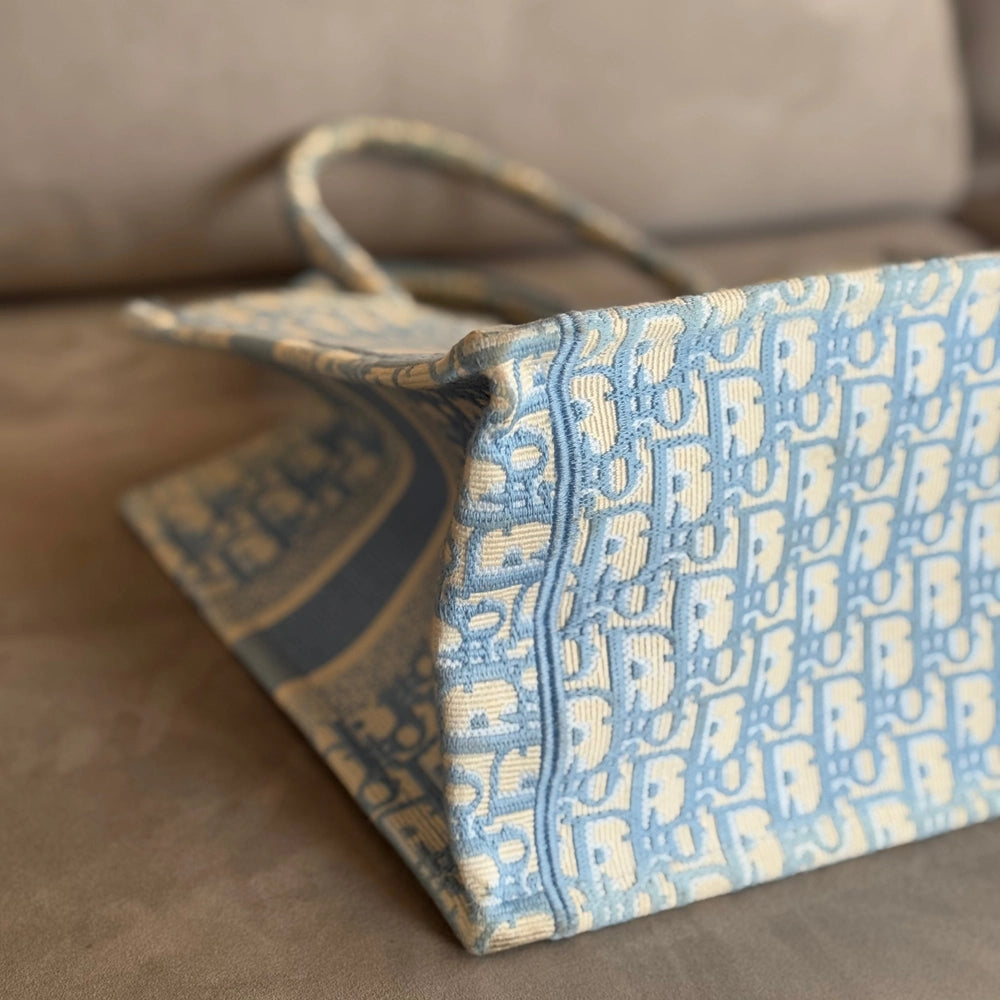 Christian Dior Baby Blue Medium Oblique Book Tote with Entrupy Certificate