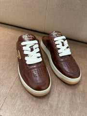 Prada Brown Leather Backless Sneakers - Size 37