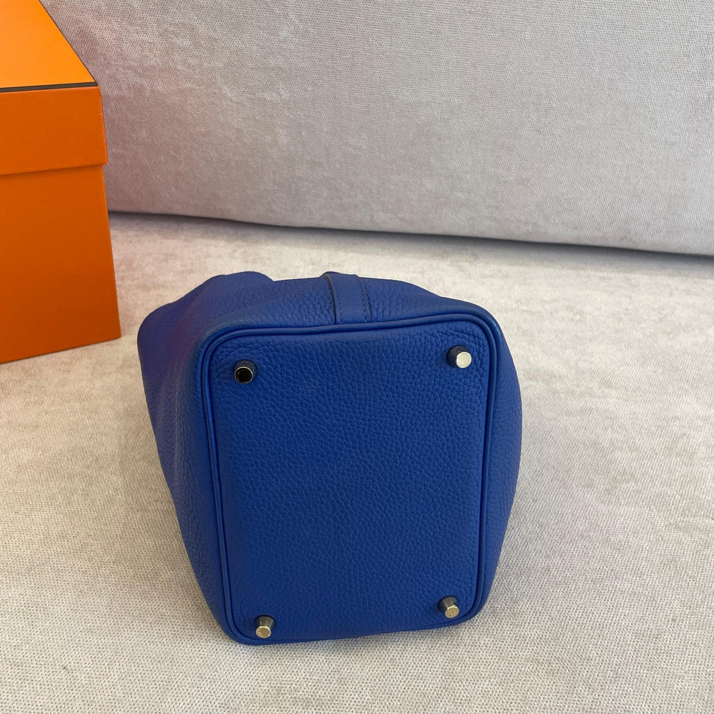 Hermès Picotin 18 Bleu Royal GHW with Box and Receipt