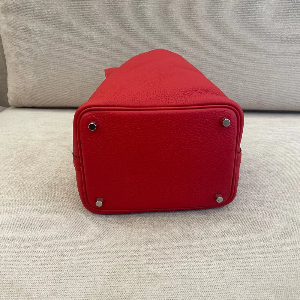 Hermès Rouge Radieux PHW Picotin 18