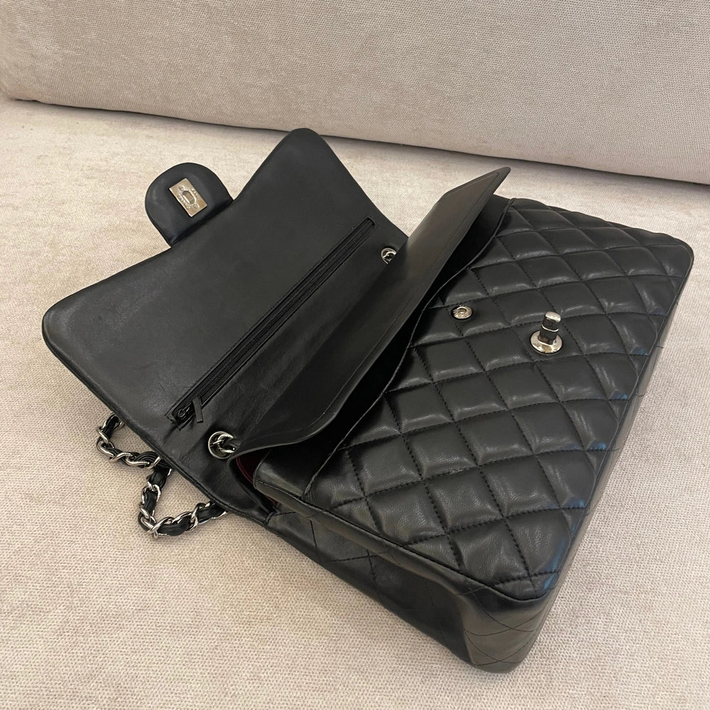 Chanel Lambskin Quilted Leather Double Flap Jumbo Shoulder Bag