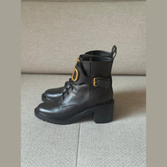 Valentino Black VLogo Combat Boots - Size 37