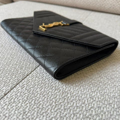 Saint Laurent Envelope Matelassé Leather Clutch