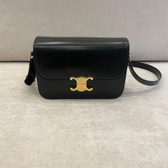 Céline Black Calfskin Leather Triomphe Shoulder