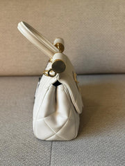 Dolce & Gabbana White 90's Aria Top Handle Bag with Strap