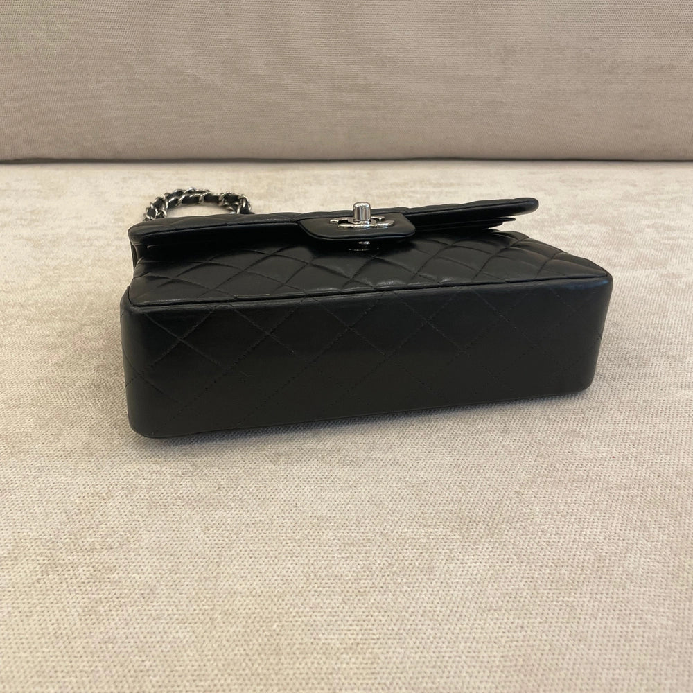 Chanel Black Medium Lambskin Double Flap Shoulder Bag Silver Hardware (DYED)