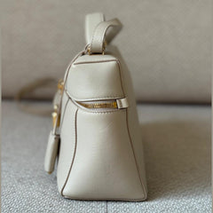 Loro Piana Extra Bag L27 in Light Travertine Calfskin with Sun Gold Hardware