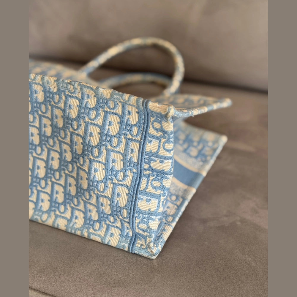 Christian Dior Baby Blue Medium Oblique Book Tote with Entrupy Certificate