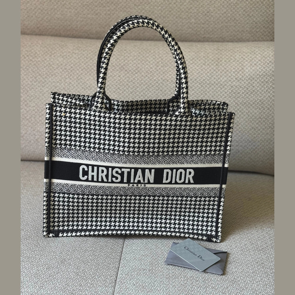 Christian Dior Black & White Canvas Medium Book Tote