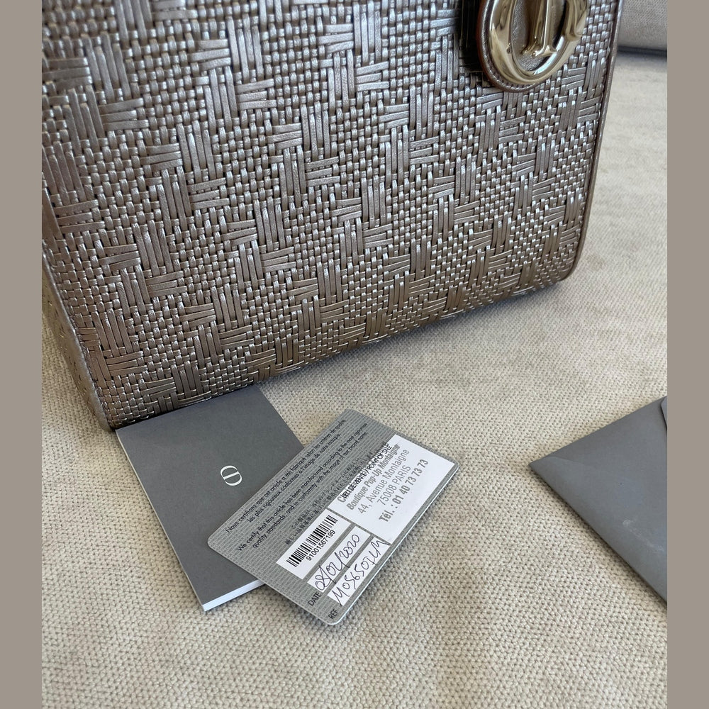 Christian Dior Metallic Gold Medium Lady Dior Bag with Strap