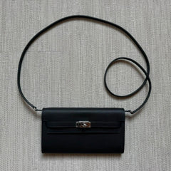 Hermès Kelly To Go Wallet Black Epsom Leather with Palladium Hardware