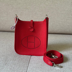 Hermès Rouge Radieux Mini Evelyne with Strap
