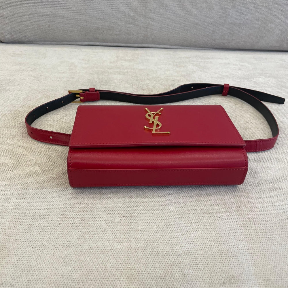 Saint Laurent Red Leather Kate Belt Bag - Free Size
