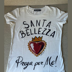 Dolce & Gabbana White “Santa Bellezza Prega per Me” T-Shirt - Size 40 fits Small