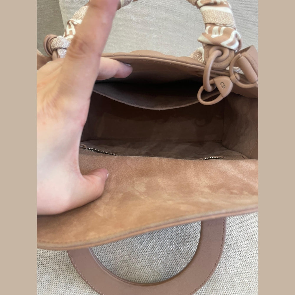 Christian Dior Medium Nude Lady Dior with Strap & Twilly