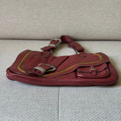 Christian Dior Burgundy Leather Gaucho Double Saddle Bag - Vintage Icon